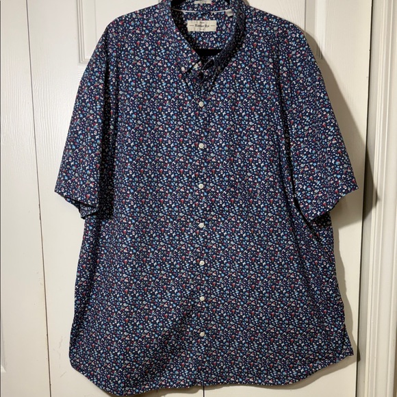 Navy Floral Button-Down Shirt - Picture 1 of 6